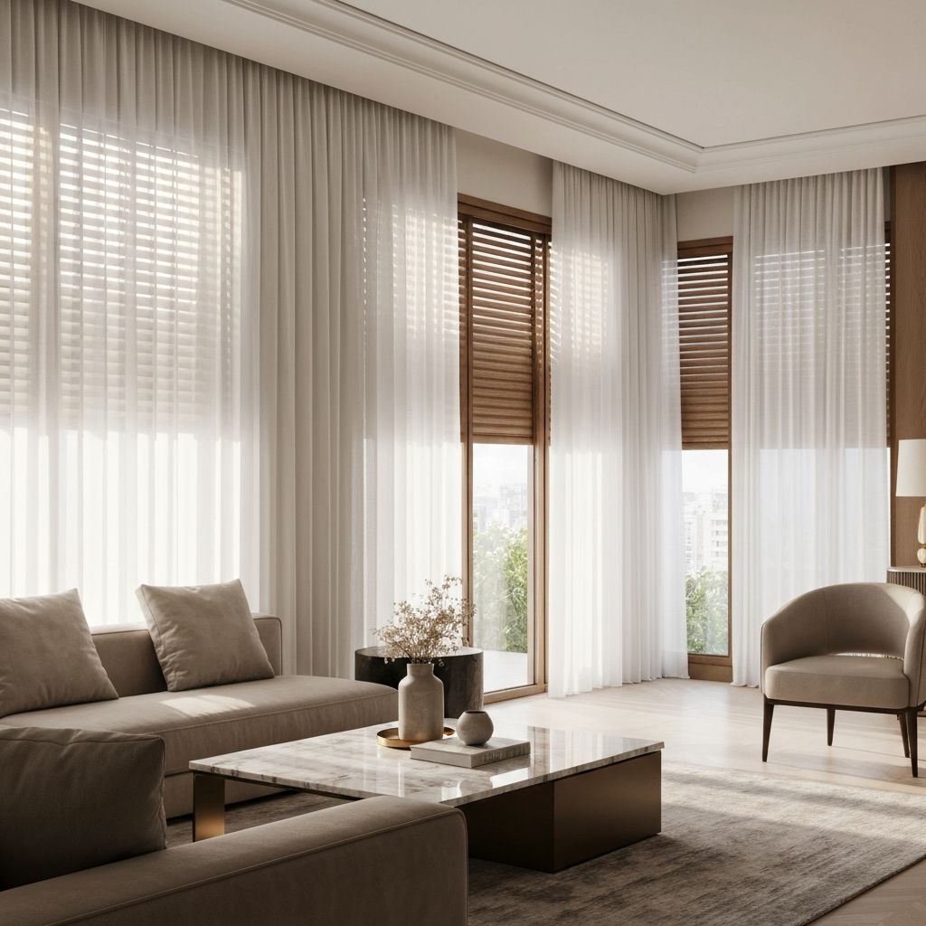 Premium blinds and curtains in a modern living room